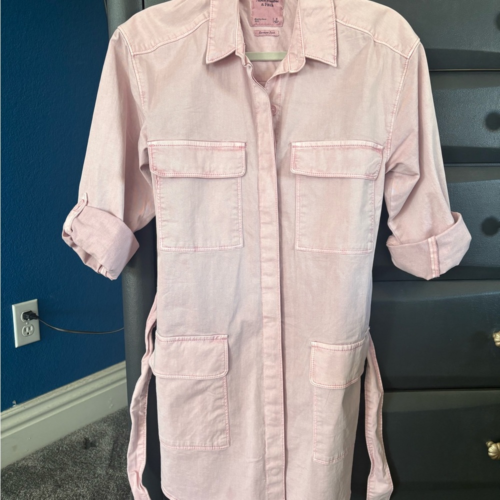 Abercrombie & Fitch Pink Garment Dyed Shirt Dress